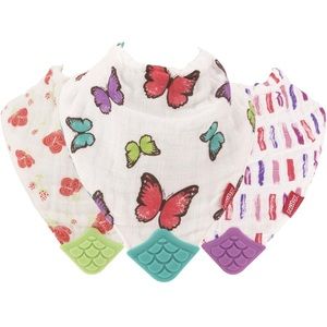 Nuby Reversible 100% Natural Cotton Muslin 3 Piece Teething Bib